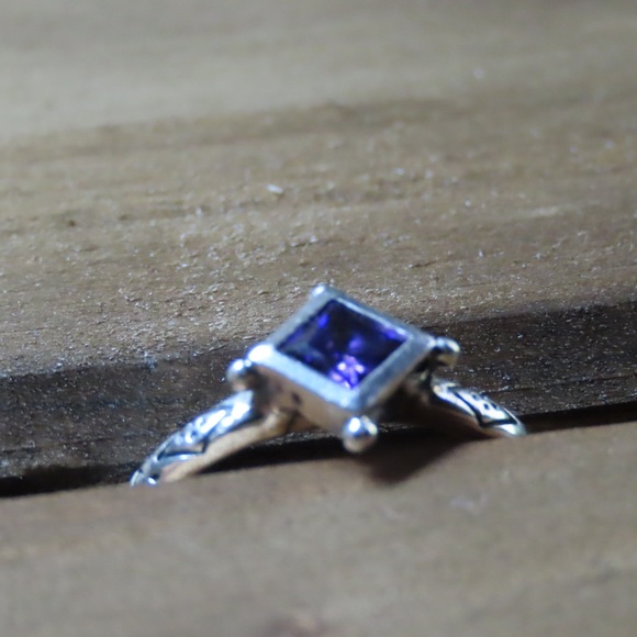 Silpada Belle Fleur Sterling Silver Purple CZ Stack Ring R2748 Size 6 - Picture 4 of 6